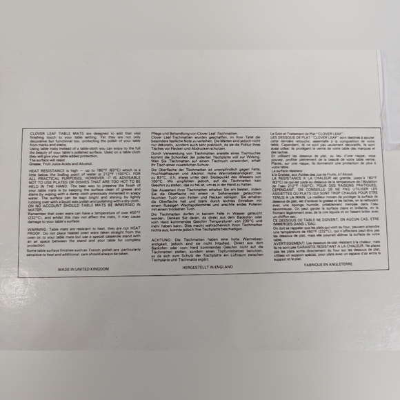 🎩 8.5"x11.5" Clover Leaf Cork Table Mat Set of 6 - Vintage - Picture 7 of 14